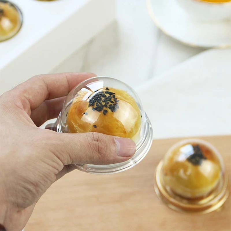 New Round Plastic Moon Cake Box Container Transparent Mooncake Dome Boxes Baking Packing Box