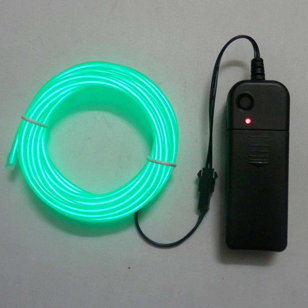 Neon light Led El wire High brightness 3.2mm10M Flexible Neon Light-green with 2AA battery case inverter with free shipping