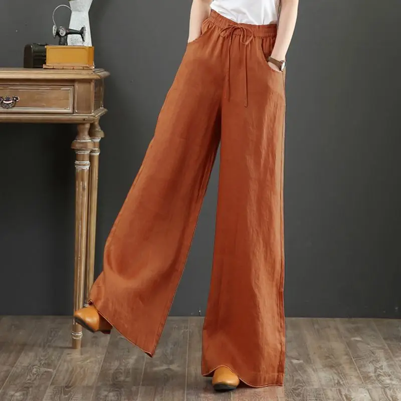 Casual Wide Leg Pants Women\'s Autumn Trousers ZANZEA 2023 Vintage High Waist Long Pantalon Palazzo Female Solid Turnip Oversized