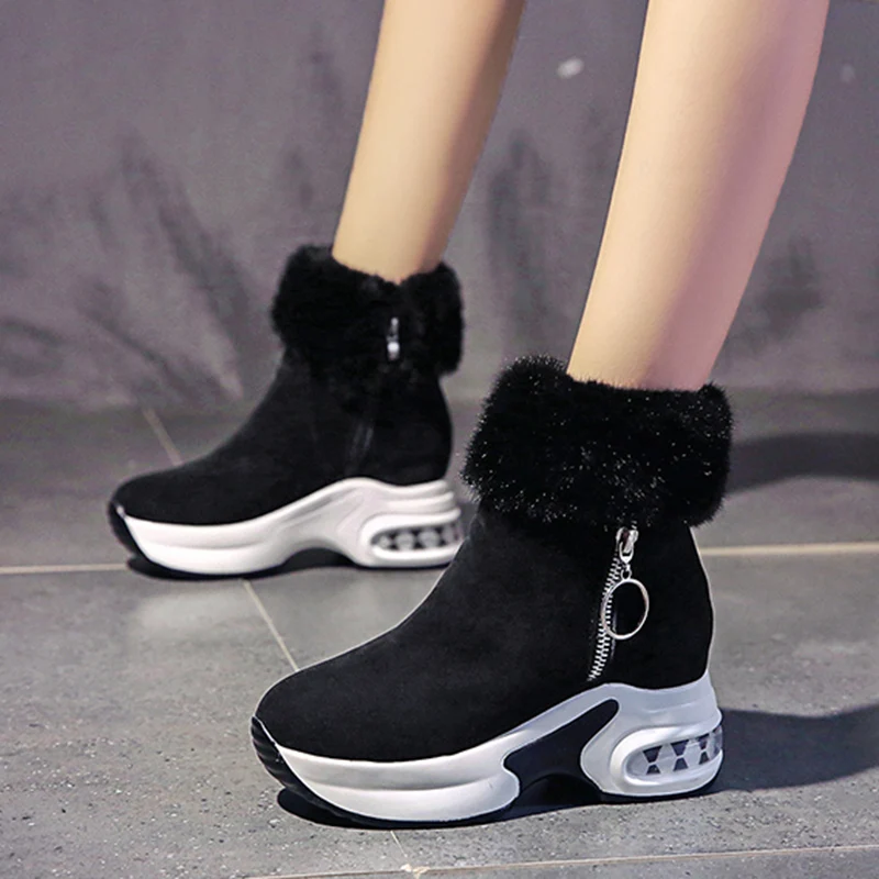 

Women Ankle Boot Warm Plush Winter Shoes For Woman Wedges Boots High Heels Ladies Boot Women Leather Snow Boots Winter Shoes