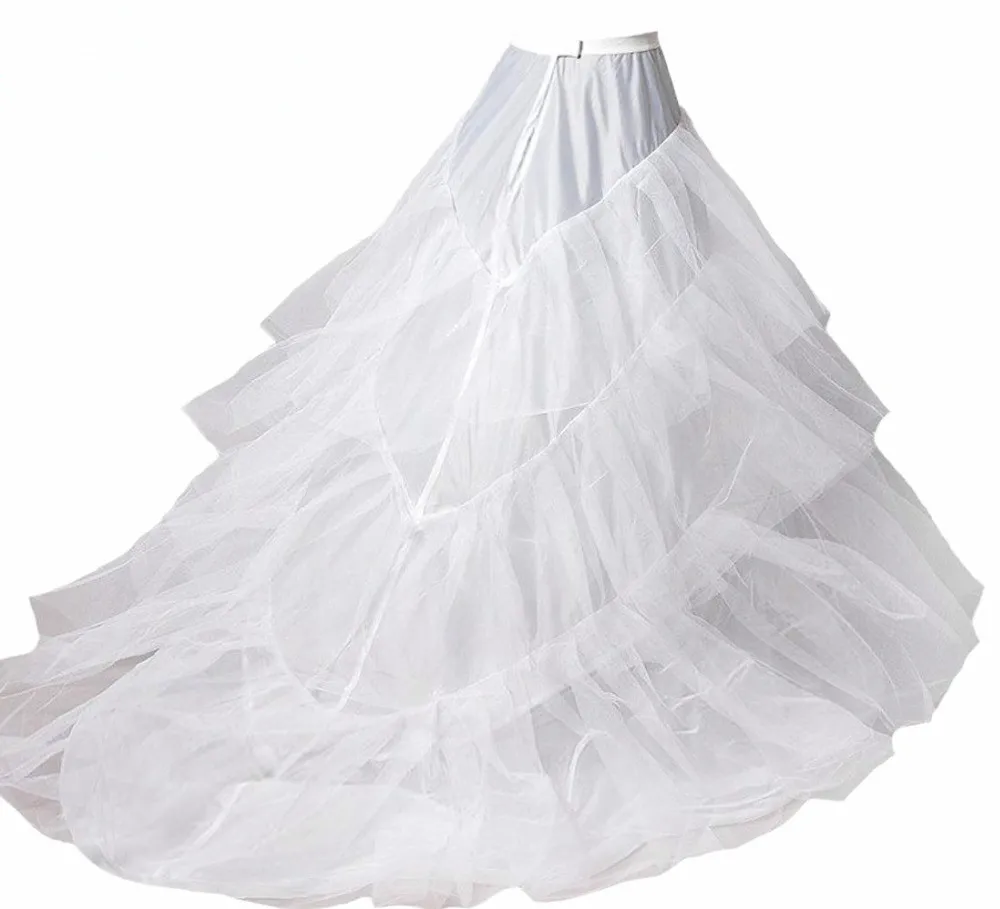 White Black Long Train Petticoat For Tail Wedding Party Dresses Crinoline 3 Hoops Underskirt saiote de noiva