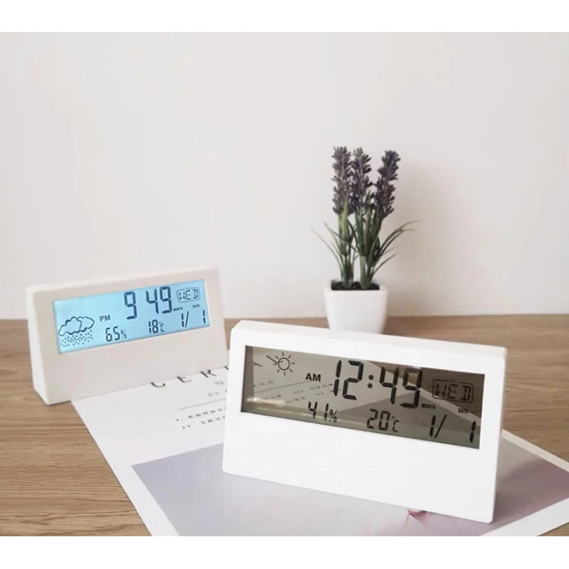 Creativo semplice meteo multifunzionale luminoso sveglia dormitorio muto studente bambini ragazze regalo carino piccola sveglia