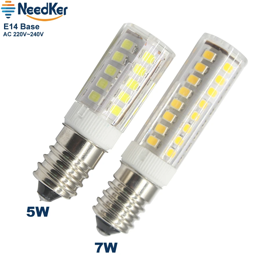 E14 LED Bulb SMD2835 5W 7W LED Corn Light AC 220V 240V Warm Cold White Mini Body Crystal Chandelier Pendant Refrigerator Light