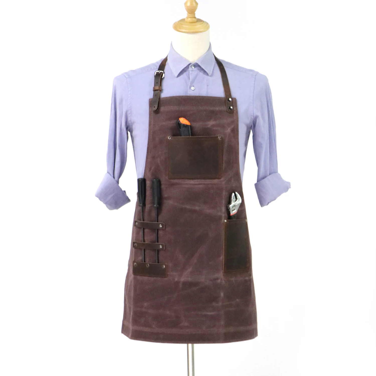 

Genuine Cowhide Accessories, Thick Waxed Canvas, Oil-Proof, Anti-Fouling, Safety Protection, Multi-Functional, Custom Apron