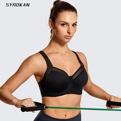 SYROKAN Sport Bras Women High Impact Non Padded Underwire Powerback Support Sports Bra Sportswear Crop Top Female Fitness