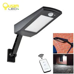 luz solar led para exterior jardin 48/60LED Sensor de movimiento lámparas solares foco solar led exterior PIR 4 modos con Control remoto