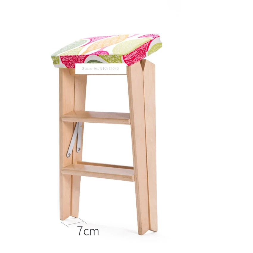 

HLM-3006 Creative Bentwood Ladder Stool Simple Kitchen Step Stool Multifunctional Folding Wooden Stool Dual Purpose Rack Stair