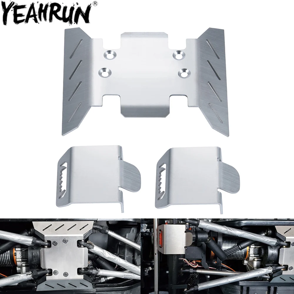 YEAHRUN 3PCS Stainless Steel Chassis Armor Axle Protector Skid Plate for Axial SCX6 AXI05000 1/6 RC Crawler Car Upgrade Parts