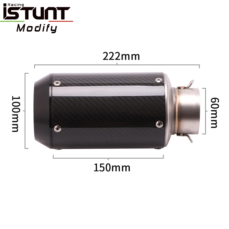 ISTUNT 60mm Universal Motorcycle Exhaust Carbon Fiber Escape Modified Muffler for s1000rr k11 cbr1000rr gsx750r z900 r6 zx10r