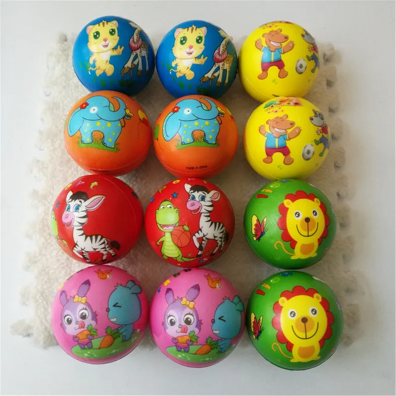 6.3cm Anti Stress Relief Cartoon Foam Ball Rehabilitation sponge soft Ball Toys for Girls Children Adult Gift 12pcs