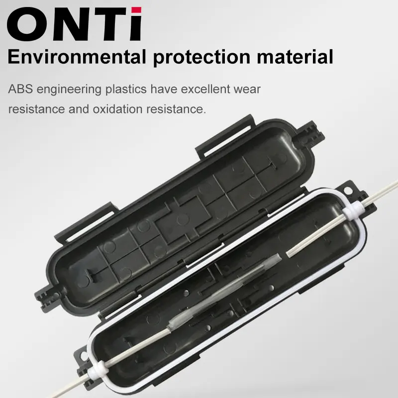 ONTI-Cable de fibra óptica de caída FTTH, caja protectora impermeable con Adaptador tipo FTTH, Tubo termorretráctil para proteger el empalme