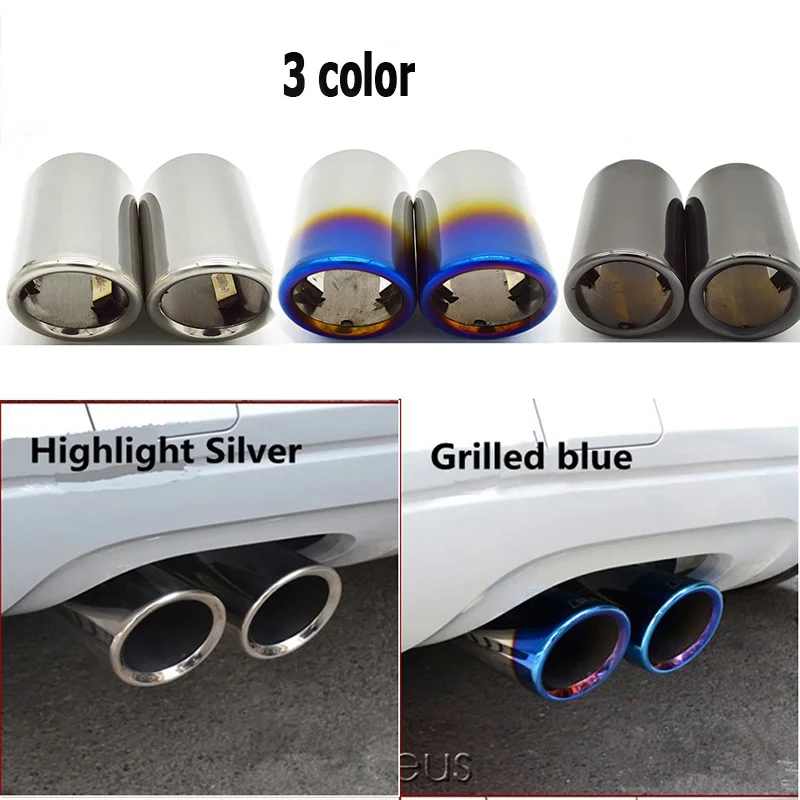 

For Muffler For Audi A3 A4 B8 A6 C6 A5 Q5 Q7 Q3 A1 A8 Car Exhaust Tailpipe Muffler Tube Stainless Steel Blue Silver Black Style