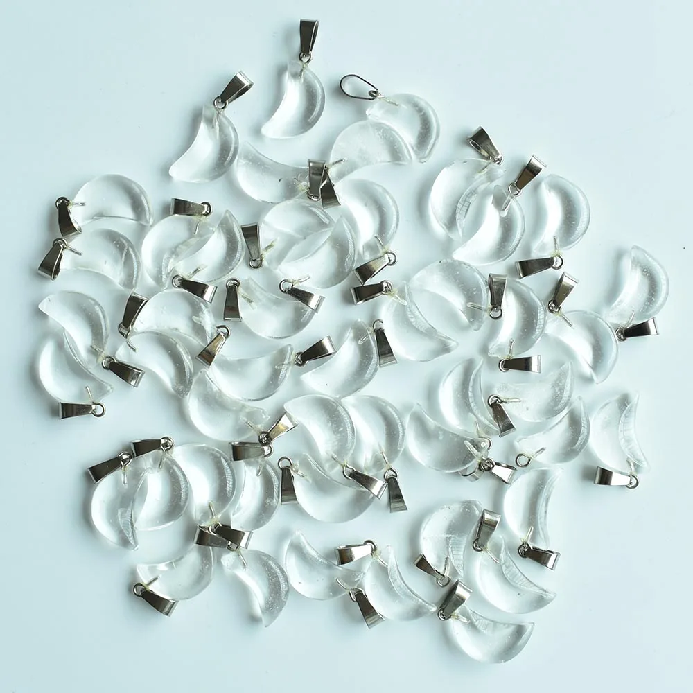 Hochwertige, sortierte Anhänger in Halbmondform aus Naturstein für die Herstellung von DIY-Schmuck. Großhandel 50 Stück/Los kostenlos. – Detail 15