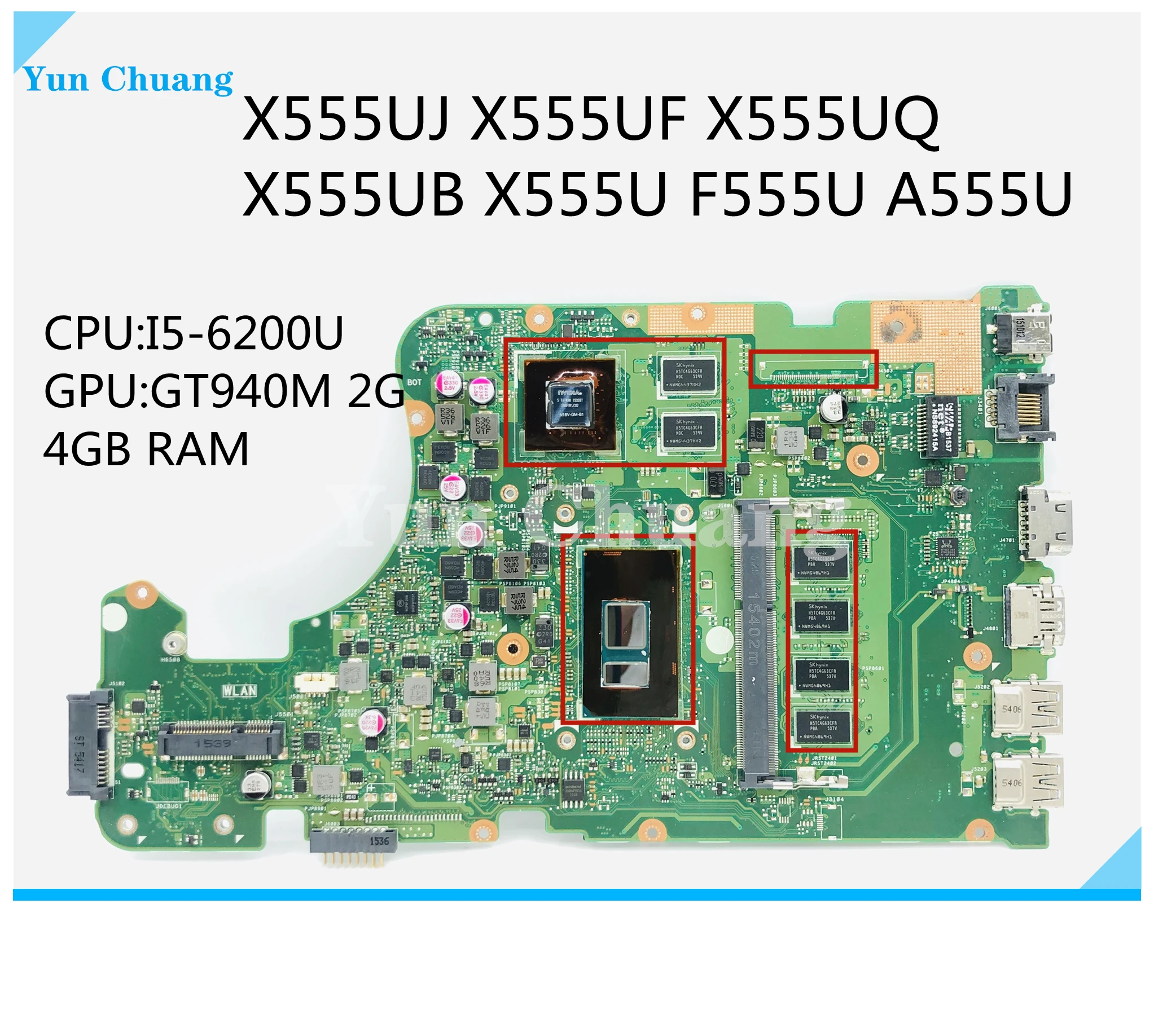 X555UJ Mainboard For Asus X555UJ X555UF X555UQ X555UB F555U A555U Laptop motherboard Wth i5 i7 CPU 920M/940M 2G GPU 4G RAM DDR3L