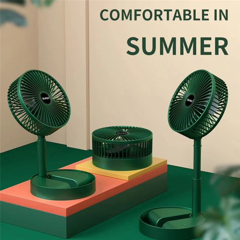 Mini Portable Folding Telescopic Small Desktop Fan USB Rechargeable Floor Fan For Student Dormitory Home Outdoor Camping Office