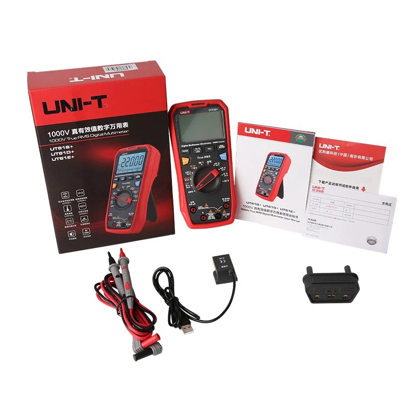 UNI T UT61B + UT61E + UT61D + وحدة اختبار رقمي متعدد ذكية احترافية True RMS نطاق تلقائي 6000 عدد تيار مستمر تيار متردد 1000 فولت