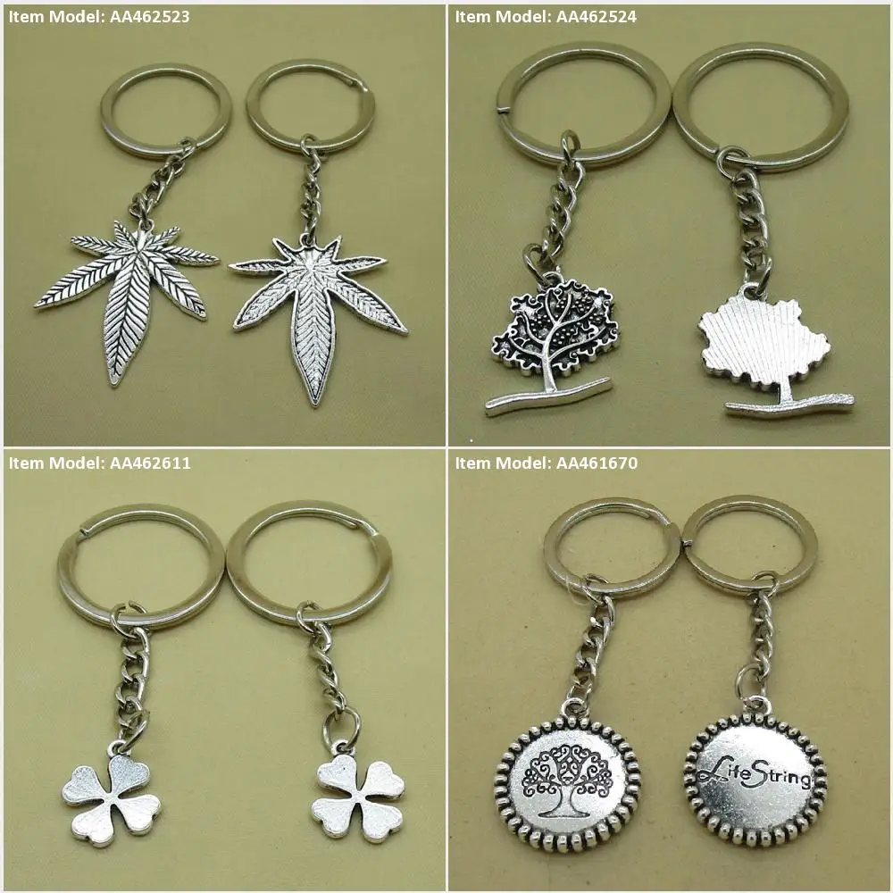 Keychain Keyring Maple Leaf Leaves Life String Tree Lucky Clover Oak Tag Bag Charms Key Chains Rings