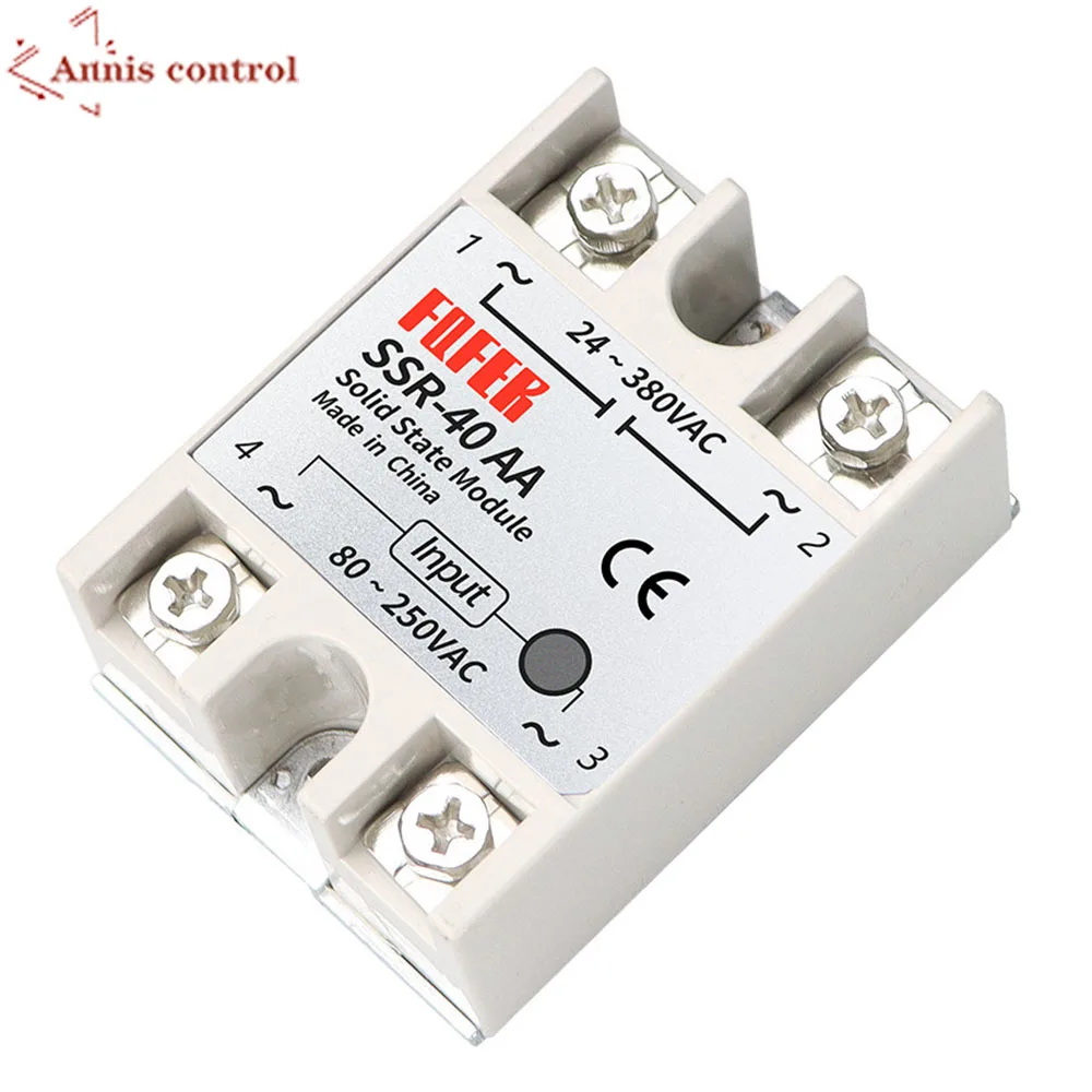 

10A 25A 40A 60A AC-AC Single Phase Solid State Relay AC SSR SSR-10AA SSR-25AA SSR-40AA SSR-60AA 80-250VAC 220V TO 24-380V AC