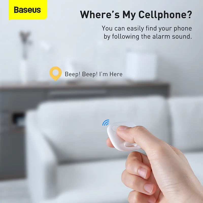 Baseus-Rastreador Inteligente Sem Fio, Alarme Anti-Perdido, Key Finder, Criança Bolsa Finder, Carteira Finder, APP, GPS Record, Alarme Tag