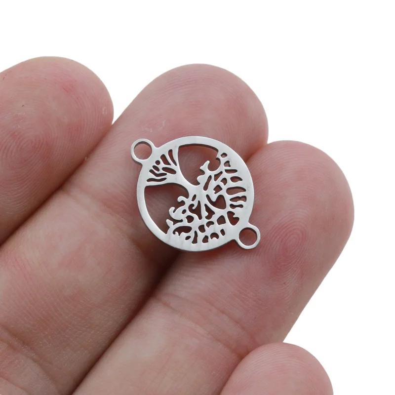 10pcs Stainless Steel Life of Tree Charms High Polished Fit Bracelet Connector Necklace for DIY Handmade Jewelry Making Supplies