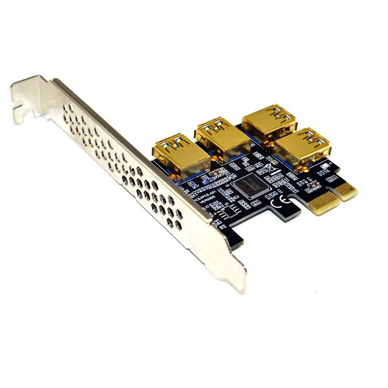 H1111Z PCI-E PCIE Riser Card 1 to 4 USB3.0 Adapter Card Multiplier HUB PCI Express Riser 009S Plus Riser PCIE x16 For BTC Mining