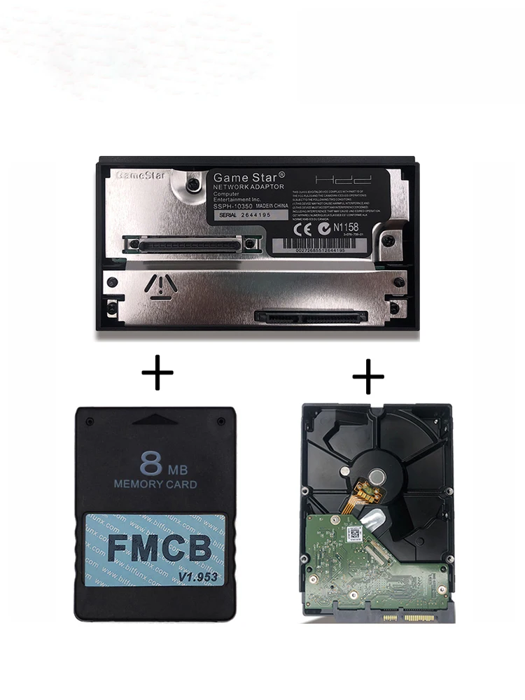 Jogo estrela sata hdd adaptador + sata hdd disco rígido unidade instalado jogos + fmcb cartão de memória 1.953 8mb para ps2 playstation 2