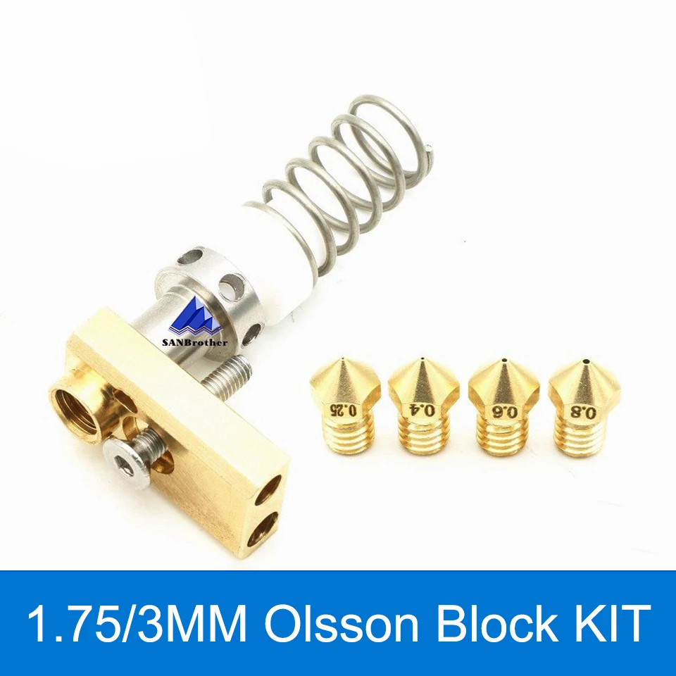 3D Printer Upgrade UM2+ UM2 Extended+ Olsson Block Nozzle Hot end Kit for 1.75/3mm filament Heater block Whole Price