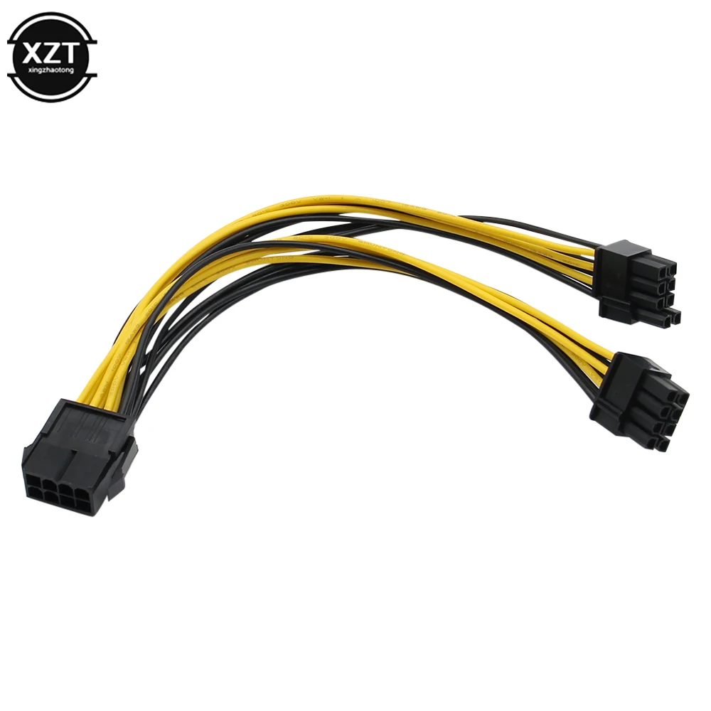 GPU 8pin for graphics card BTC Miner 20cm Female to dual PCI-E PCI Express 8p ( 6+2 pin ) Male power cable 18AWG wire