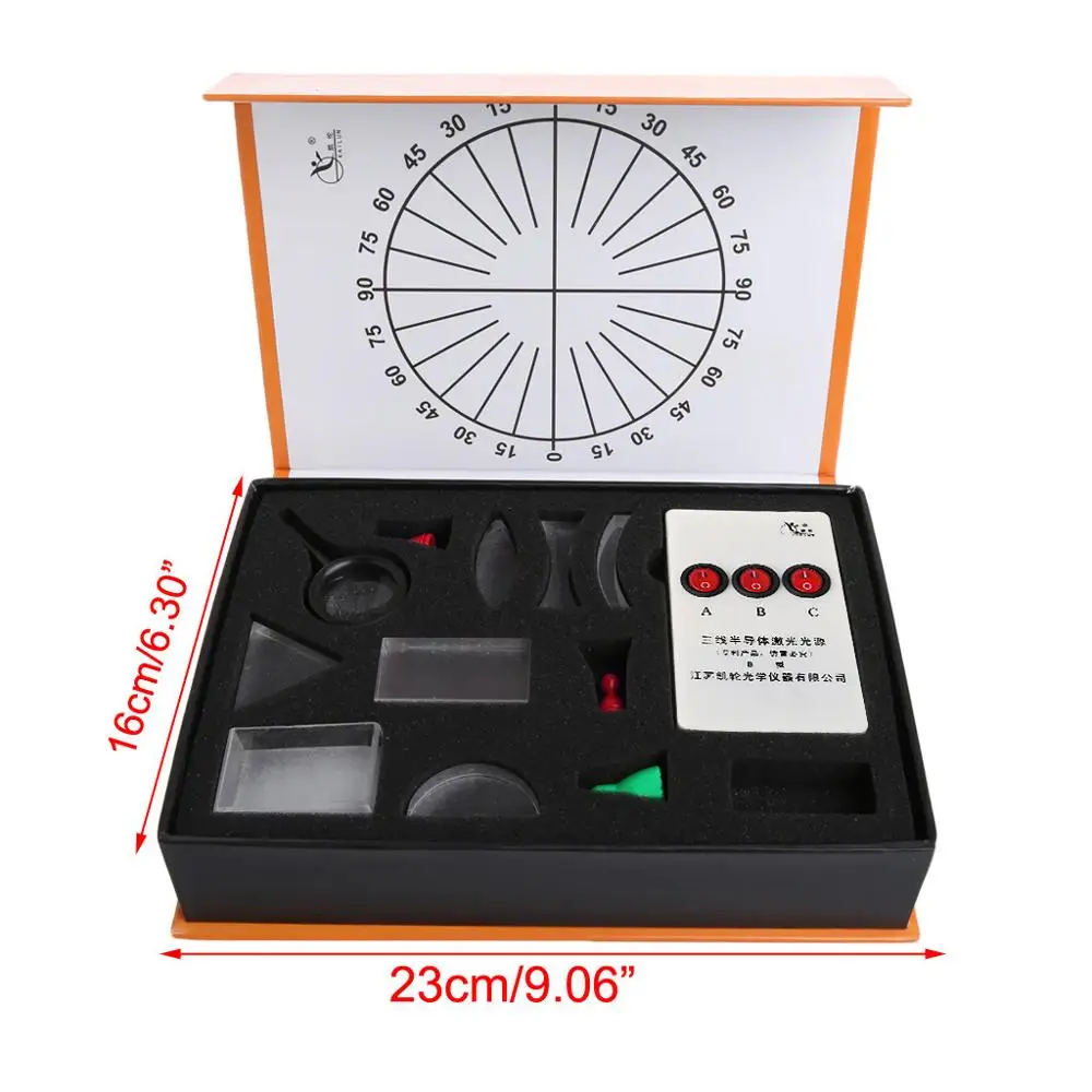 1 Set Optical Concave Convex Lens Prism Set Physical Optical Kit Laboratory Equipment 23cmx16cm