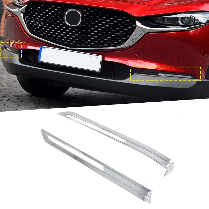 

For Mazda CX-30 2019 2020 2021 Chrome Front Fog Light Lamp Eyebrow Cover Trim Foglight Eyelid Garnish Moulding Accessories