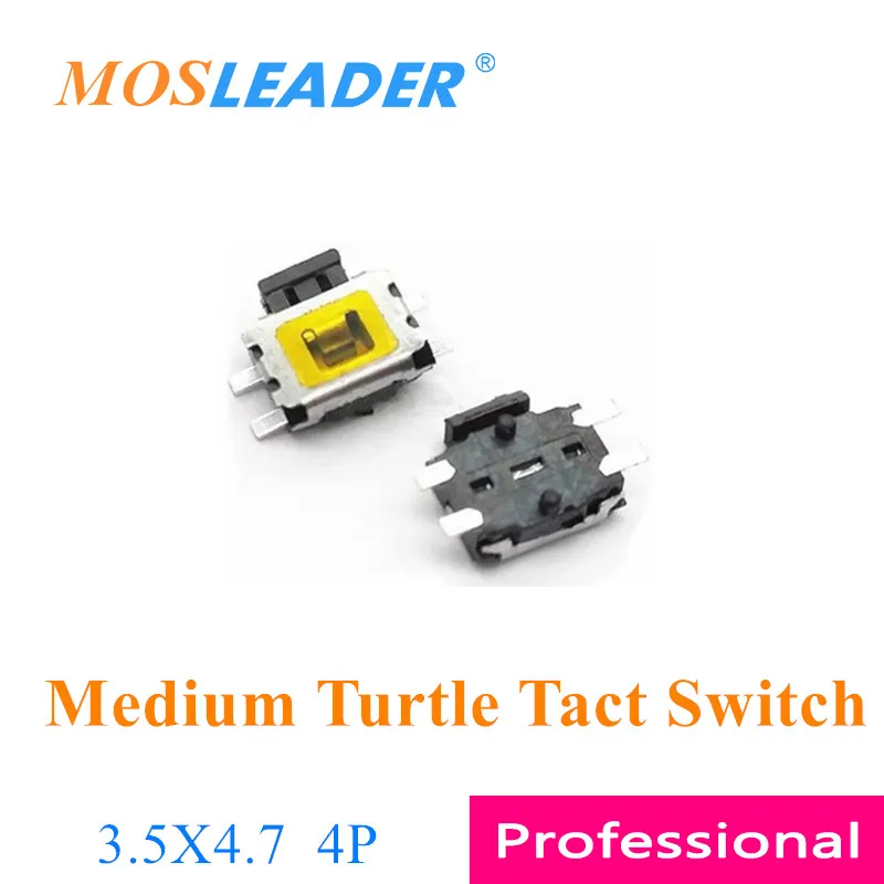 Mosleader 1000pcs Medium Turtle Tact switch Touch Button 4P 3.5*4.7 3.5x4.7 Side switch button with location Bulk Tape