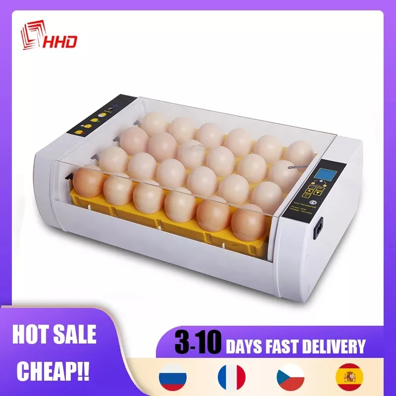 

2021 LED Light HHD Hatching 24S Transparent Fully Auto Egg incubator Egg Brooder Smart Hatchery Machine For Chick Quail Goose