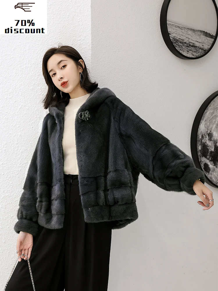 Real Mink Coat Female Luxury Natural Fur Coats Winter Jacket Women Hooded Warm Jackets for Women Clothes 2020 MY4323