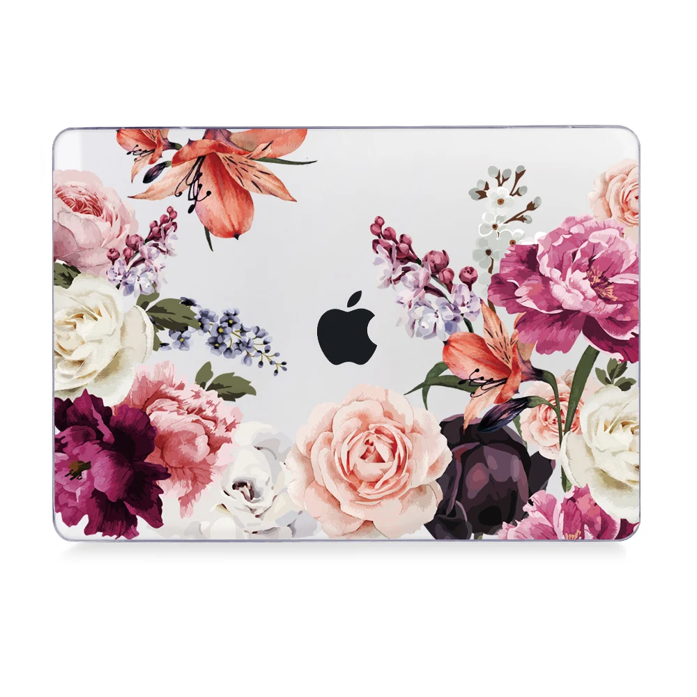 Floral Soft-touch Plastic Hard Case Cover for MacBook 2024 M3 Air13 15 M2 Pro Retina 11 12 13 14 16 inch M2 M1 A2337 A2179 A2338