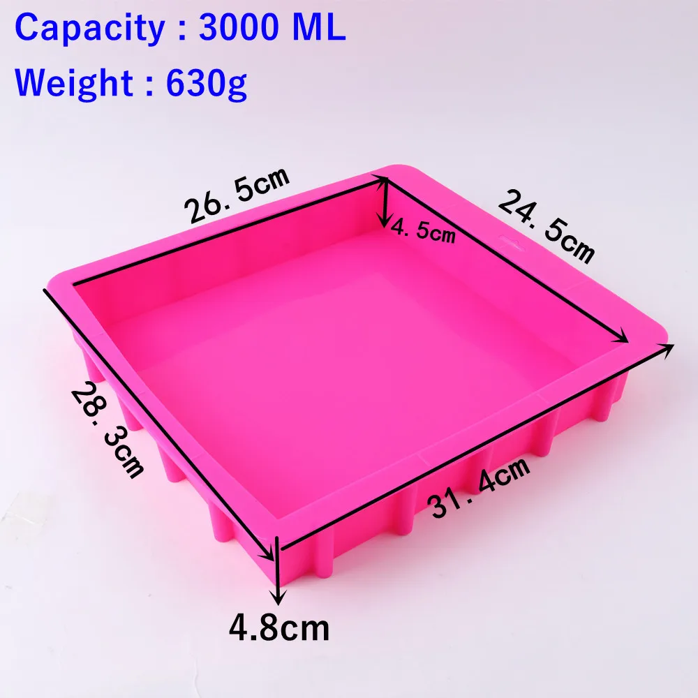 3000ML Big Capacity Square Rendering Soap Silicone Mold DIY Craft Mould For Handmade Soap Making Loaf Toast Thickened Soap Mould