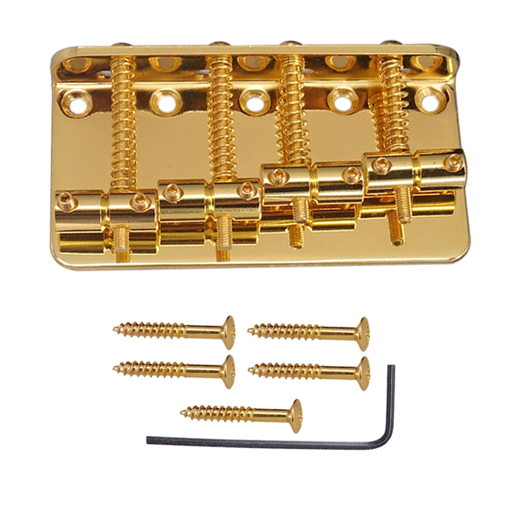 Golden 4 String Bass Bridge for Electric Bass Replacement Accessory