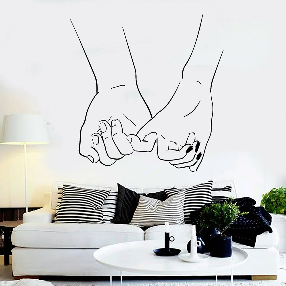 Love Couple Hands Wall Stickers Bedroom Adornment Romantic Room Vinyl Wall Decal Bride And Groom Living Room Decoration Y342