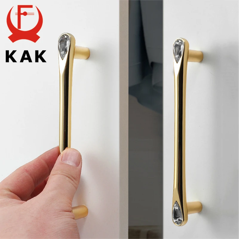KAK Crystal Gold Cabinet Knobs and Handles Gold Shoebox Closet Door Drawer Knobs Wardrobe Pulls Pullers with Screws Hardware