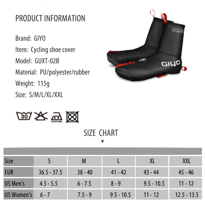 GIYO GUXT-02B Cycling Shoe Covers Waterproof Road Mountain Bike Bicycle Overshoes Booties for Men Women Thermal Warm Winter