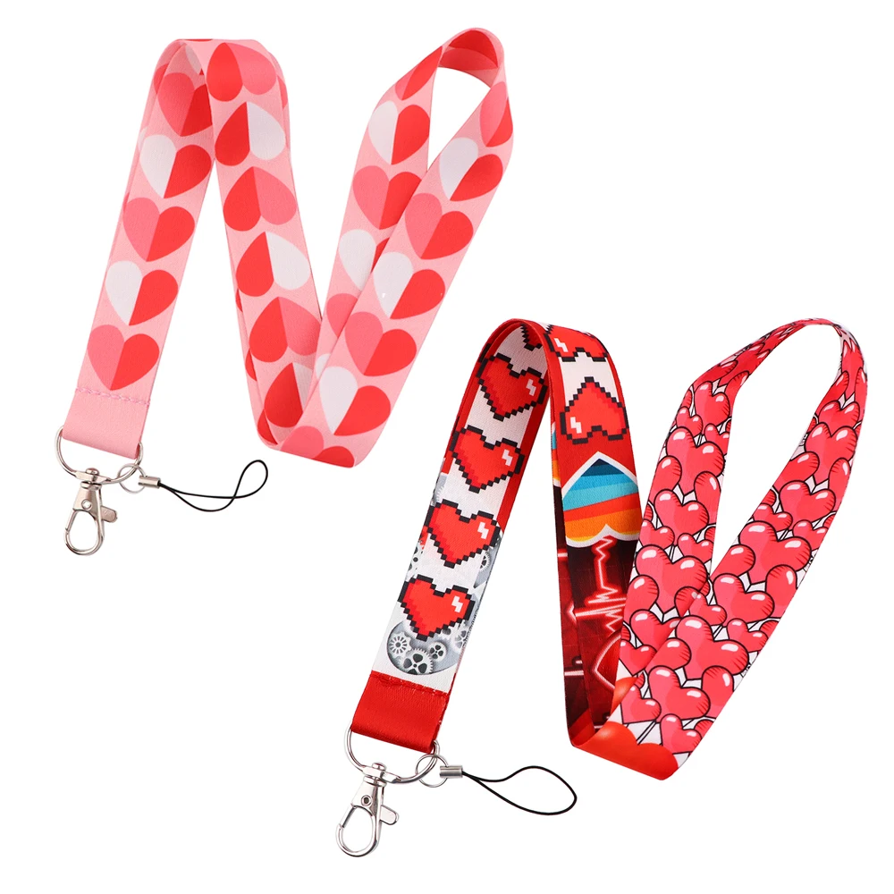 YL237 New Love Heart Lanyards for Key Neck Strap lanyard card ID Badge Holder Gym Key Chain Key Holder DIY Hang Rope Key Rings