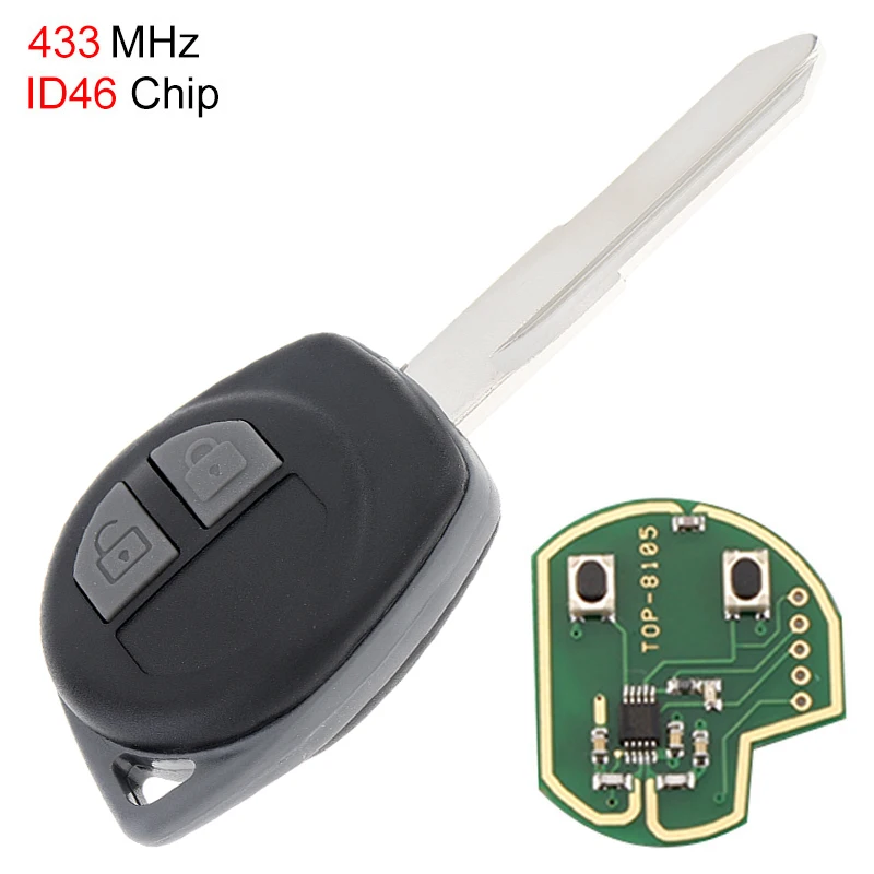 

433MHz 2Buttons Car Remote Key with ID46 Chip KBRTS004 and HU87 Uncut Blade Fit for SUZUKI SWIFT SX4 Alto IGNIS Splash 2007-2013