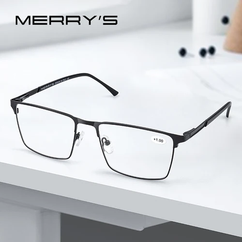 MERRYS DESIGN-gafas de lectura anti-luz azul para hombre, lentes asféricas de resina CR-39 + 1,00 + 1,50 + 2,00 + 2,50 S2057FLH