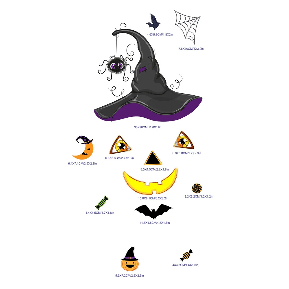 Halloween Magnetic Fridge Magnet Witch Bat Pumpkin Holiday Decoration Garage Door Decoration Wall Sticker