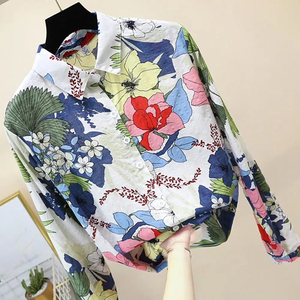 Plus Size M-4XL Ladies Vintage Loose Blouse Women Chiffon Shirt Floral Print Casual Office Lady OL Style Women Shirt Female