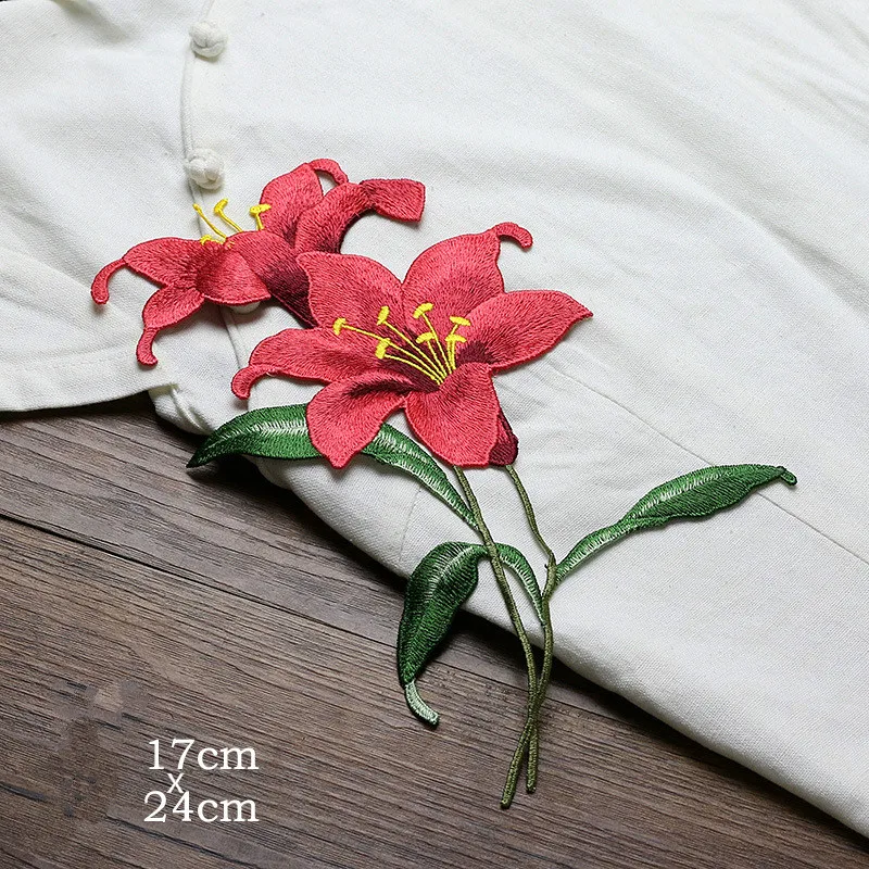 Color Orchid Applique Dress Patch Hanfu Cheongsam Plain Decorative Flowers Hand-embroidered Water-soluble patches for clothing