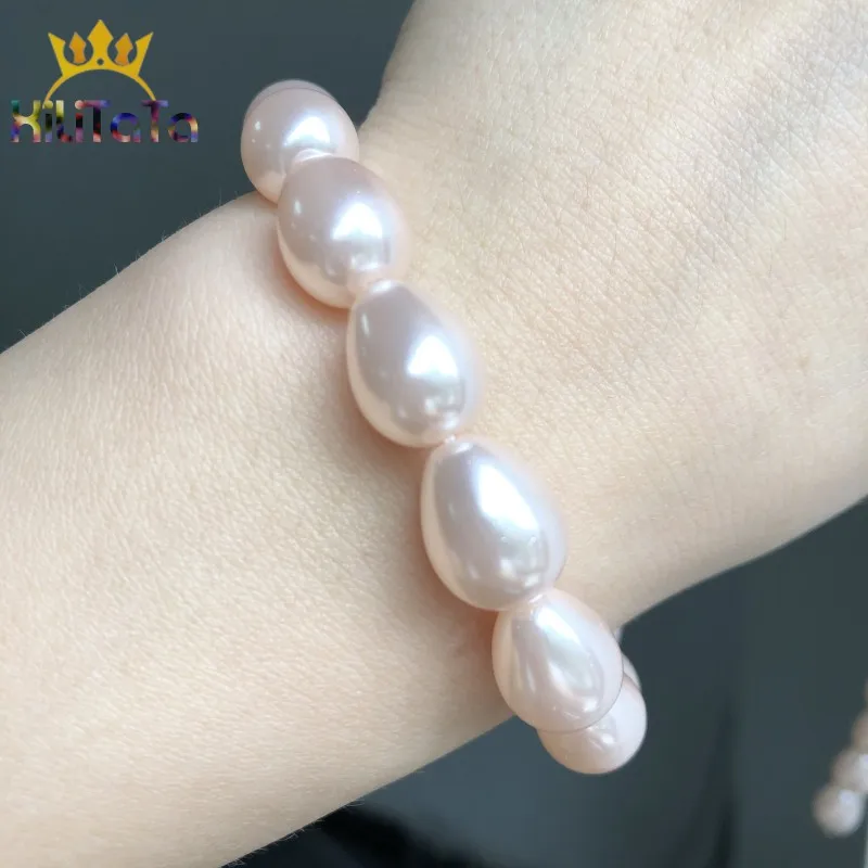 Natural Water Drop Beads Light Pink Shell Pearls Loose Beads For DIY Jewelry Making Bracelet Accessories 15\'\' 6*9 8*11 10*13mm