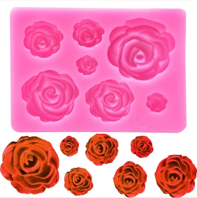 Rose Flower Silicone Molds Wedding Cupcake Topper Fondant Cake Decorating Tools Sugarcraft Candy Clay Chocolate Gumpaste Moulds