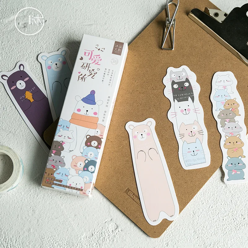 30 Pcs/Set Lovely Institute Series Paper Bookmark Book Holder Message Card Kawaii Gift Stationery