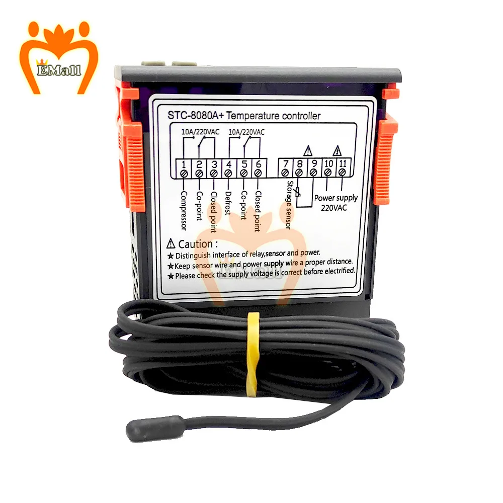Imagem -02 - Refrigerador Termostato Controlador de Temperatura Refrigeração Automático Descongelar Temporizador Inteligente Sensor Ac110220v Stc8080a +