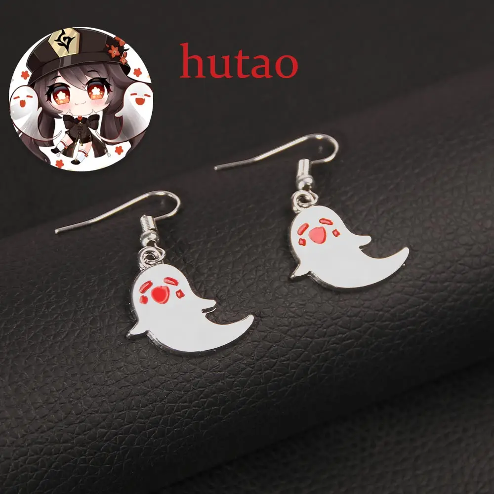 Game Genshin Impact Earrings Anime Hu Tao Cute Ghost Kaeya Alberich Tartaglia Cosplay Ear Clip Costume Party Jewelry